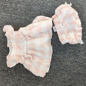 0-3M J By Joie Pink and White Dress and Bloomers Frilly Ruffles Girly Baby